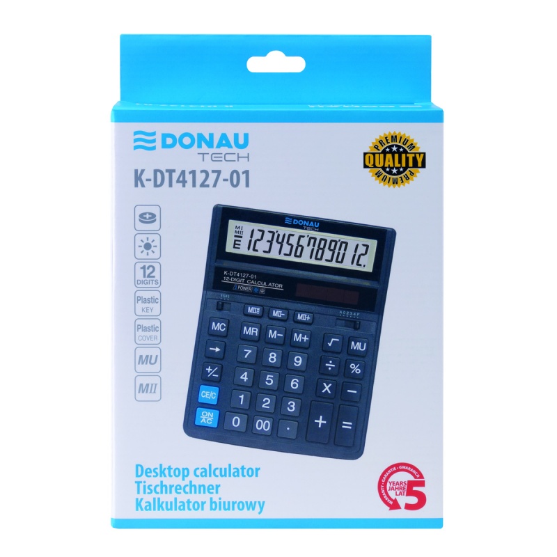 Калькулятор DONAU TECH 12розр. CI-SDC888XBK 2живл./сонячн.ел.+ бат. K-DT4127-01